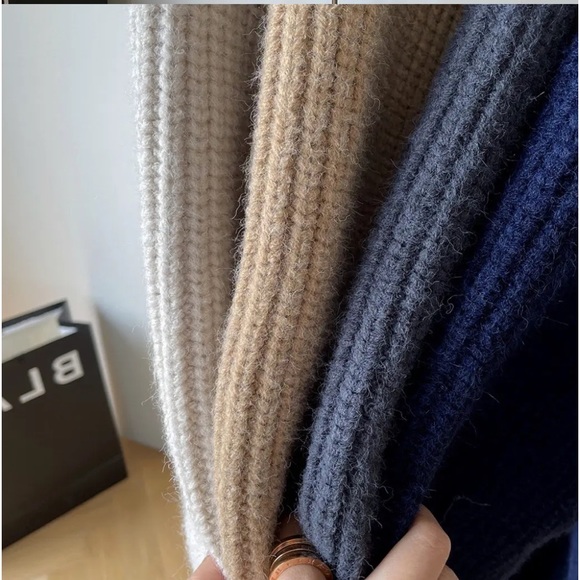 GORGEOUS Chunky Thick Long Below Knee Duster Rib Dark Cream Cardigan Coat - Picture 2 of 7